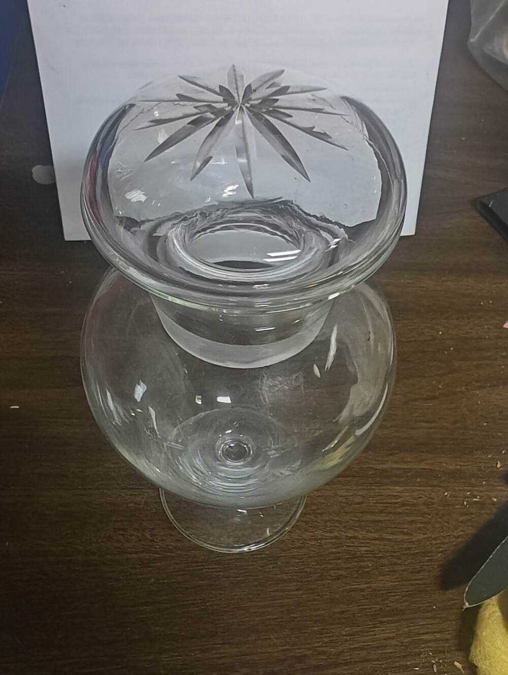 Clear Glass Apothecary Jar with Cut Star Lid